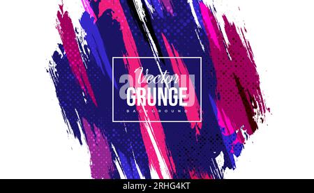Abstract Colorful Grunge Background with Halftone Style. Brush Stroke Illustration for Banner, Poster. Sports Background. Scratch and Texture Elements Stock Vector