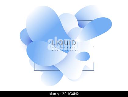 Blue and White Liquid Background. Abstract Geometric Background with Fluid Shapes. 3D Wavy Liquid Background for Banner or Poster Stock Vector