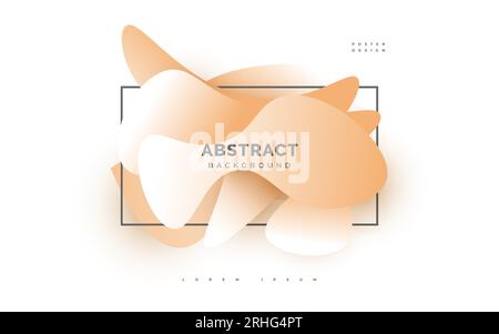 Orange and White Liquid Background. Abstract Geometric Background with Fluid Shapes. 3D Wavy Liquid Background for Banner or Poster Stock Vector
