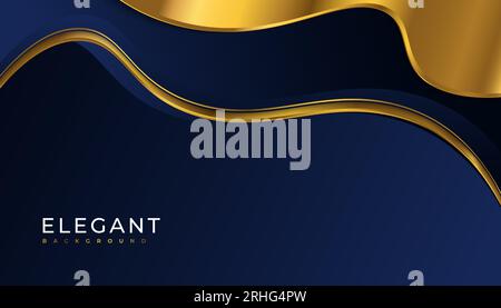Elegant Premium Blue and Gold Background. Luxury Background for Award, Nomination, Ceremony, Formal Invitation or Certificate Design Stock Vector