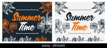 Summer Festive Background with Flowers Illustration. Summer Time Background for Banner, Poster, Card, or Party Invitation Design Stock Vector