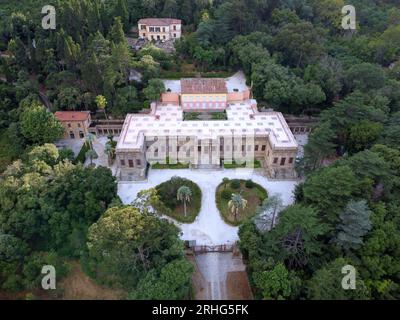 Aerial view of Villa San Martino Napoleonic residence. Portoferraio, Elba Island, Livorno, Tuscany, Italy Stock Photo