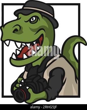 Dinosaur Photographer Holding a Digital Camera Stock Vector