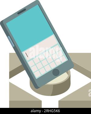 Smartphone icon isometric vector. New modern smartphone with screen turned on. Digitalization, modern technology Stock Vector