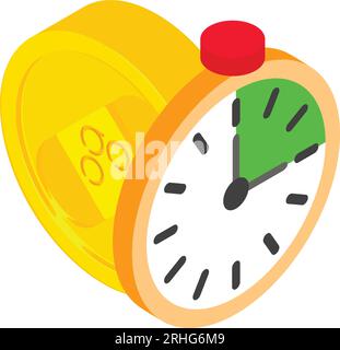 Omisego cryptocurrency icon isometric vector. Big omisego coin and clock icon. Digital money, cryptocurrency concept Stock Vector