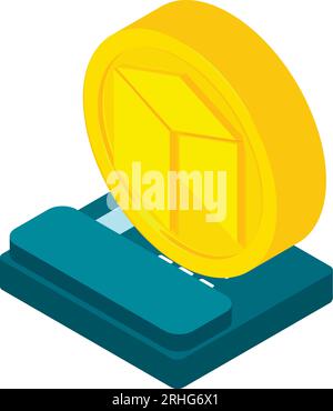 Cryptocurrency icon isometric vector. Golden digital coin