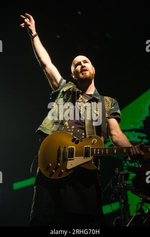 London, UK. 13 Mar 2015. Guitarist Mark Sheehan of Irish rock band The Script performs at Wembley Arena. Credit: Justin Ng/Alamy Stock Photo