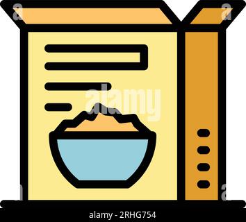 Cereal pack icon outline vector. Oat eating. Milk box color flat Stock Vector