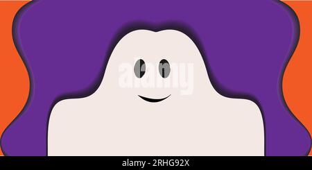 Vector Halloween Abstract Background texture in paper cut style with ghost and copy space. EPS . Happy Halloween. Design for poster, banner, brochures, greeting or invitation cards, wallpaper and web Stock Vector
