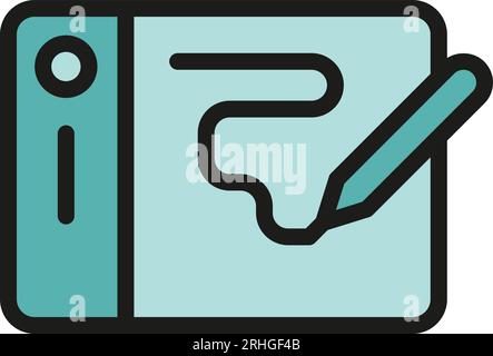 Digital edit tablet icon outline vector. Stroke tool. Data interface color flat Stock Vector