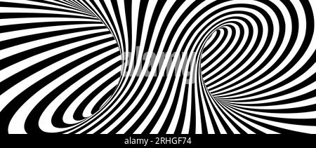 Abstract hypnotic spinning lines background. Black and white tunnel ...
