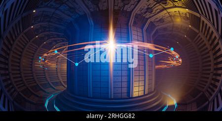 nuclear fusion reactor tokamak concept background, 3d rendering Stock ...