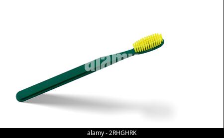 Cut out green toothbrush. Hygiene and daily teeth protection. Stock Photo