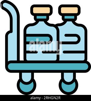 Cart water delivery icon outline vector. Mineral industry. Carry drinking color flat Stock Vector