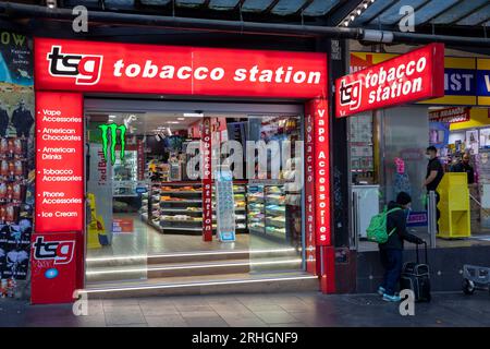 Sydney,Australia, Tobacco station store selling cigarettes, cigars, vapes  and vaping accessories,NSW,Australia 2023 Stock Photo