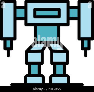 Robot icon outline vector. Cute toy. Child ai color flat Stock Vector