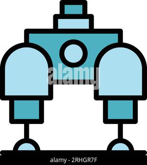 Robot charge icon outline vector. Cute bot. Smart hand color flat Stock Vector
