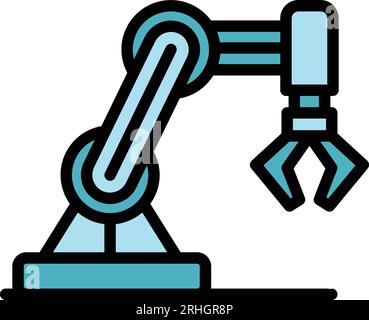 Hand robot line icon outline vector. Ai chatbot. Cute boy color flat Stock Vector