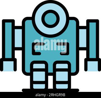 Robot child icon outline vector. Cute mascot. Android ai color flat Stock Vector
