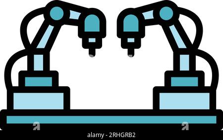 Smart robot hand icon outline vector. Cute character. Chatbot artificial color flat Stock Vector