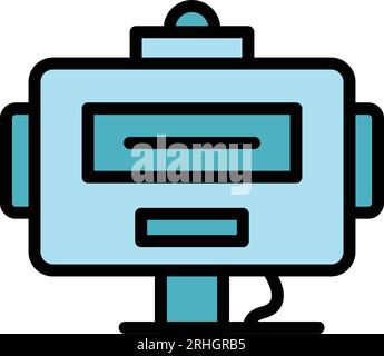 Robot head icon outline vector. Cute bot. Android child color flat Stock Vector