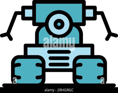 Police robot icon outline vector. Ai child. Chatbot cute color flat Stock Vector