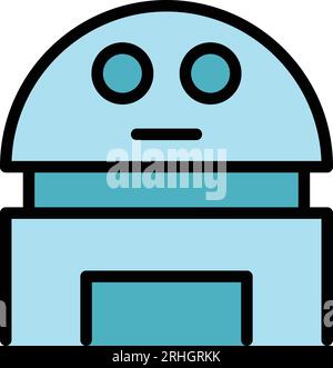 Chatbot icon outline vector. Child ai. Toy assistant color flat Stock Vector