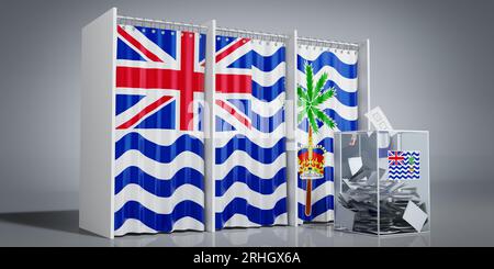 British Indian Ocean Territory - voting booths with country flag and ballot box - 3D illustration Stock Photo