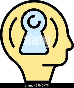 Mind key icon outline vector. Stress reduction. Soul self color flat Stock Vector