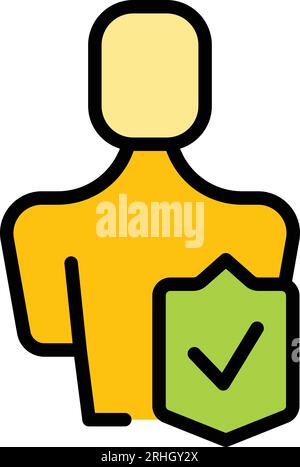 Human mind protection icon outline vector. Stress reduction. Calm health color flat Stock Vector
