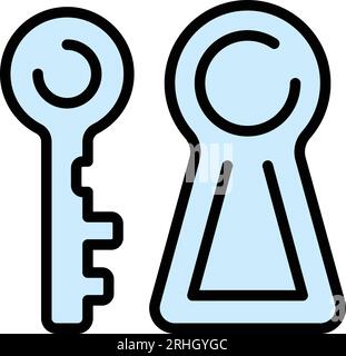 Key control mind icon outline vector. Stress reduction. Calm health color flat Stock Vector