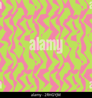 Bright seamless pattern of fragmented pink lines on yellow background Stock Vector