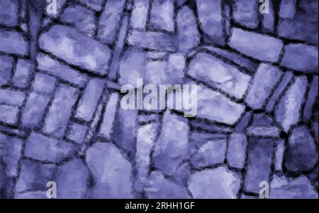 The wall natural stone, the masonry is stone on cement. Concept - stone wallpaper, background and decor, color 2022 very peri lavender Stock Vector