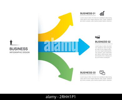 3 data infographics arrow way template. Vector illustration abstract background. Stock Vector