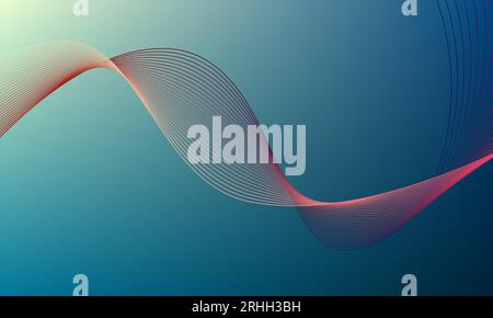 abstract background of colorful waves on blue background Stock Vector