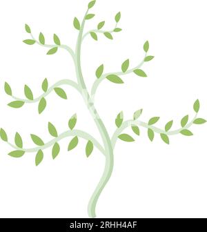 Minimalist flat summer tree with green little leaves on transparent background. Organic forest concept. Vector simple illustration. Stock Vector