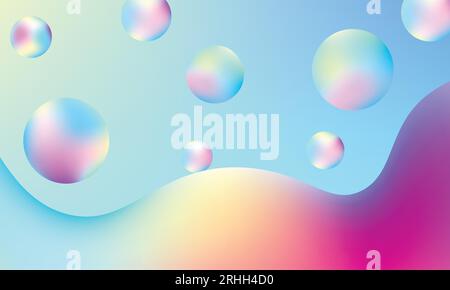 beautiful liquid colorful gradient background with colorful bubbles ornament. eps 10 vector. Stock Vector