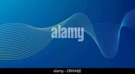 abstract background of wavy white lines on a blue background. eps 10 vector. Stock Vector