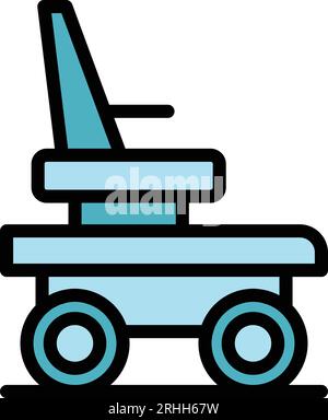 Electric wheelchair transport icon outline vector. Mobility chair. Power drive color flat Stock Vector