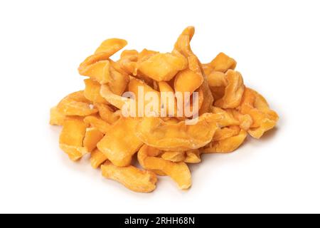Dried melon slices isolated on a white background. Dried fruit. Stock Photo