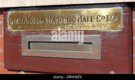 Winmarleigh House, Warrington Masonic Hall Co Ltd,15 Winmarleigh St, Warrington, Cheshire, England, UK, WA1 1NB Stock Photo