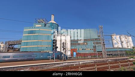 Famous landmark of Warrington, the Unilever Persil factory, 2 Liverpool Rd next to WBQ, Warrington, Cheshire, England, UK, WA5 1AA Stock Photo