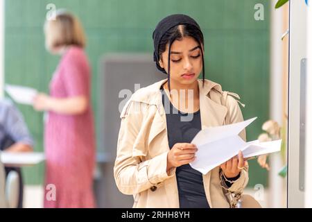 Brighton, August 17th 2023: 'A' Level results day at Brighton Girls' School Credit: Andrew Hasson/Alamy Live News Stock Photo
