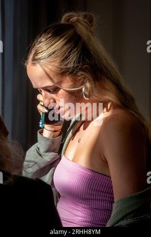 Brighton, August 17th 2023: 'A' Level results day at Brighton Girls' School Credit: Andrew Hasson/Alamy Live News Stock Photo