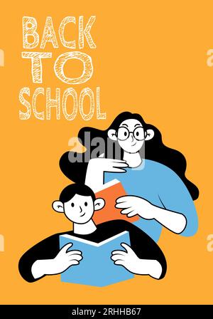 Back to school international education day, concept. Vector illustration for graphic and web design. Vector of students with books ready to learn new Stock Vector