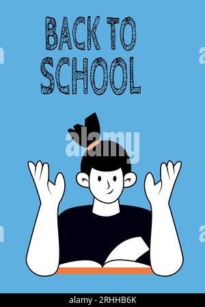 Back to school international education day, concept. Vector illustration for graphic and web design. Vector of a student ready to learn new things rea Stock Vector