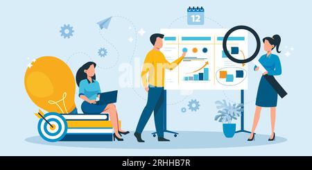 Business people vector, business analyst team tracking financial reports and investments Stock Vector