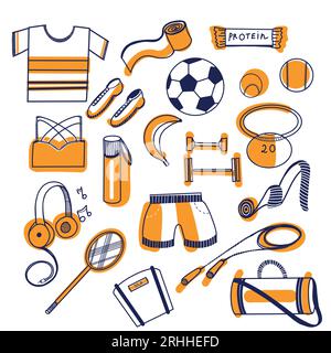 https://l450v.alamy.com/450v/2rhhefd/set-of-vector-illustrations-isolated-on-white-background-sports-equipment-clothes-banana-and-protein-bar-headphones-water-bottle-scales-2rhhefd.jpg