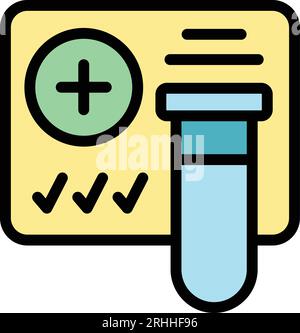 Test tube icon outline vector. Passport health. Covid qr color flat Stock Vector