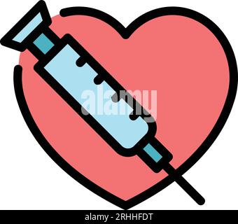 Health injection icon outline vector. Digital pass. Travel mobile color flat Stock Vector